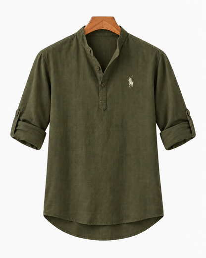 Chemise homme en lin et coton à manches longues