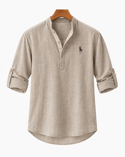 Chemise homme en lin et coton à manches longues