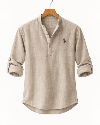 Chemise homme en lin et coton à manches longues