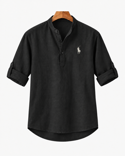 Chemise homme en lin et coton à manches longues
