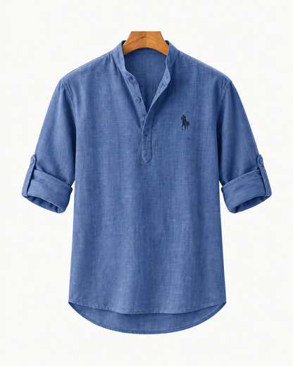 Chemise homme en lin et coton à manches longues