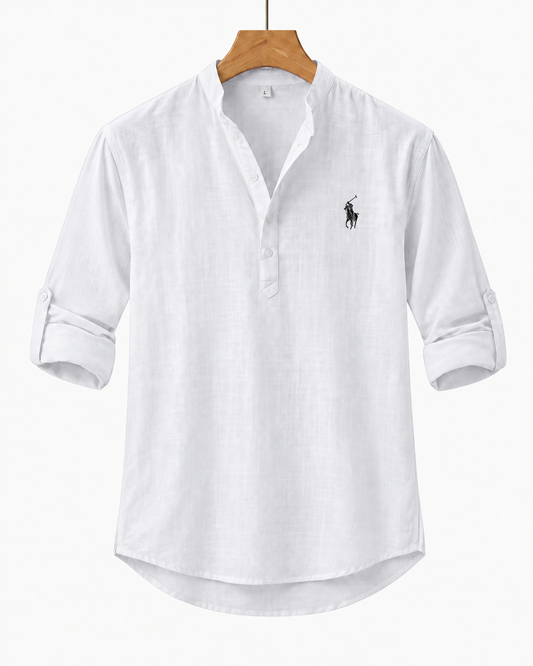 Chemise homme en lin et coton à manches longues